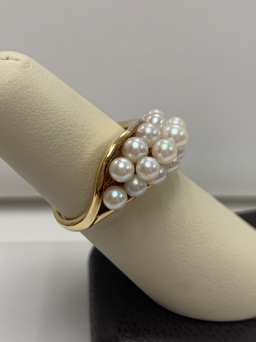 Pearl Lady's Stone Ring 14K Yellow Gold 4.7g New Shaw's