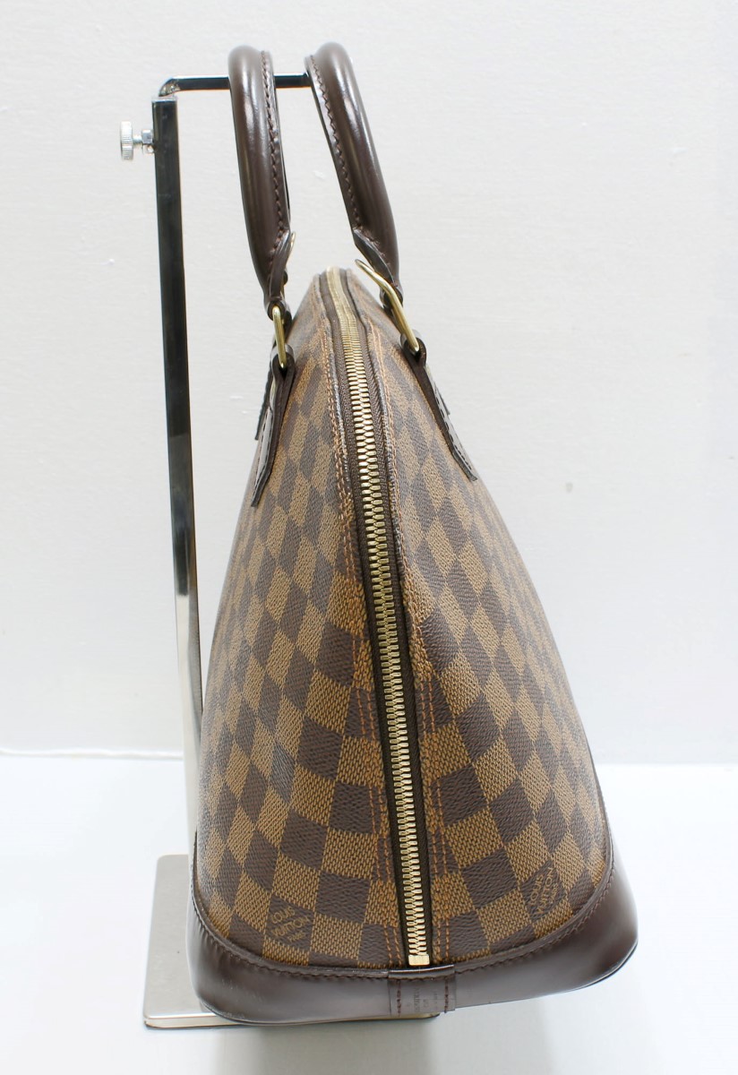 Authentic Louis Vuitton Alma PM N53151 Damier Ebene Canvas Brown Handbag w/ COA Good | Buya