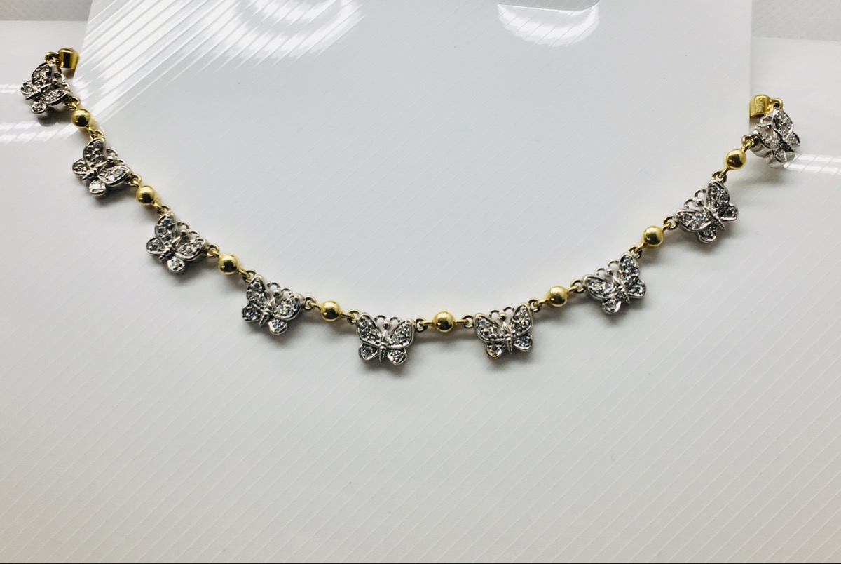 Diamond Necklace 16" w 188 Diamonds 1.39 Carat T.W. 18K 2 Tone Gold 26
