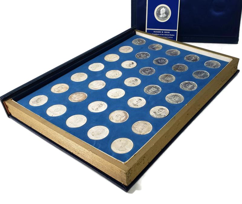 Franklin Mint 36 US President Sterling Silver Coin Collection Like New