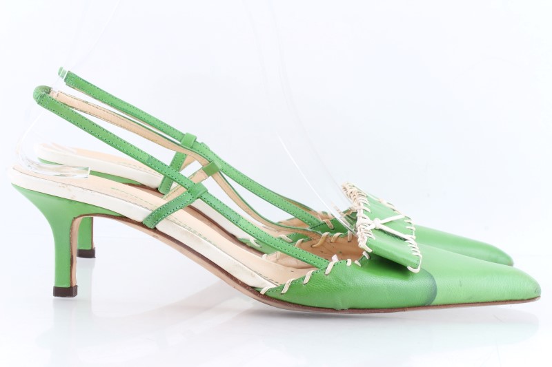 Kate Spade Green Leather Slingback Kitten Heels Acceptable Buya