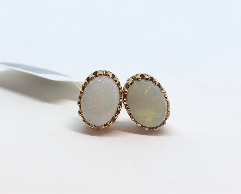 Opal Gold-stone Earrings 10k Yellow Gold 1.6g Pre-owned 