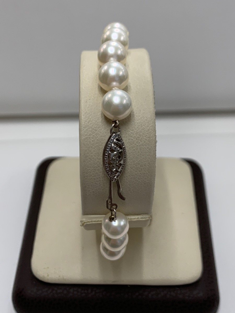 Pearl GoldStone Bracelet 14K White Gold 10g New Shaw's