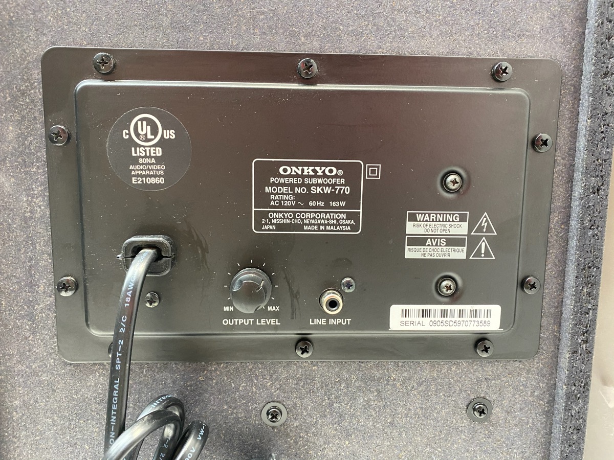 onkyo skw 770 subwoofer