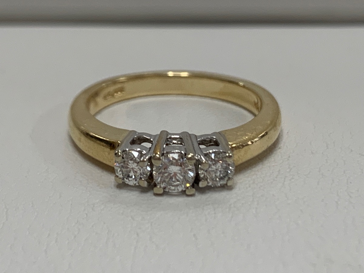 Lady's Diamond Fashion Ring 3 Diamonds .49 Carat T.W. 14K Yellow Gold 4