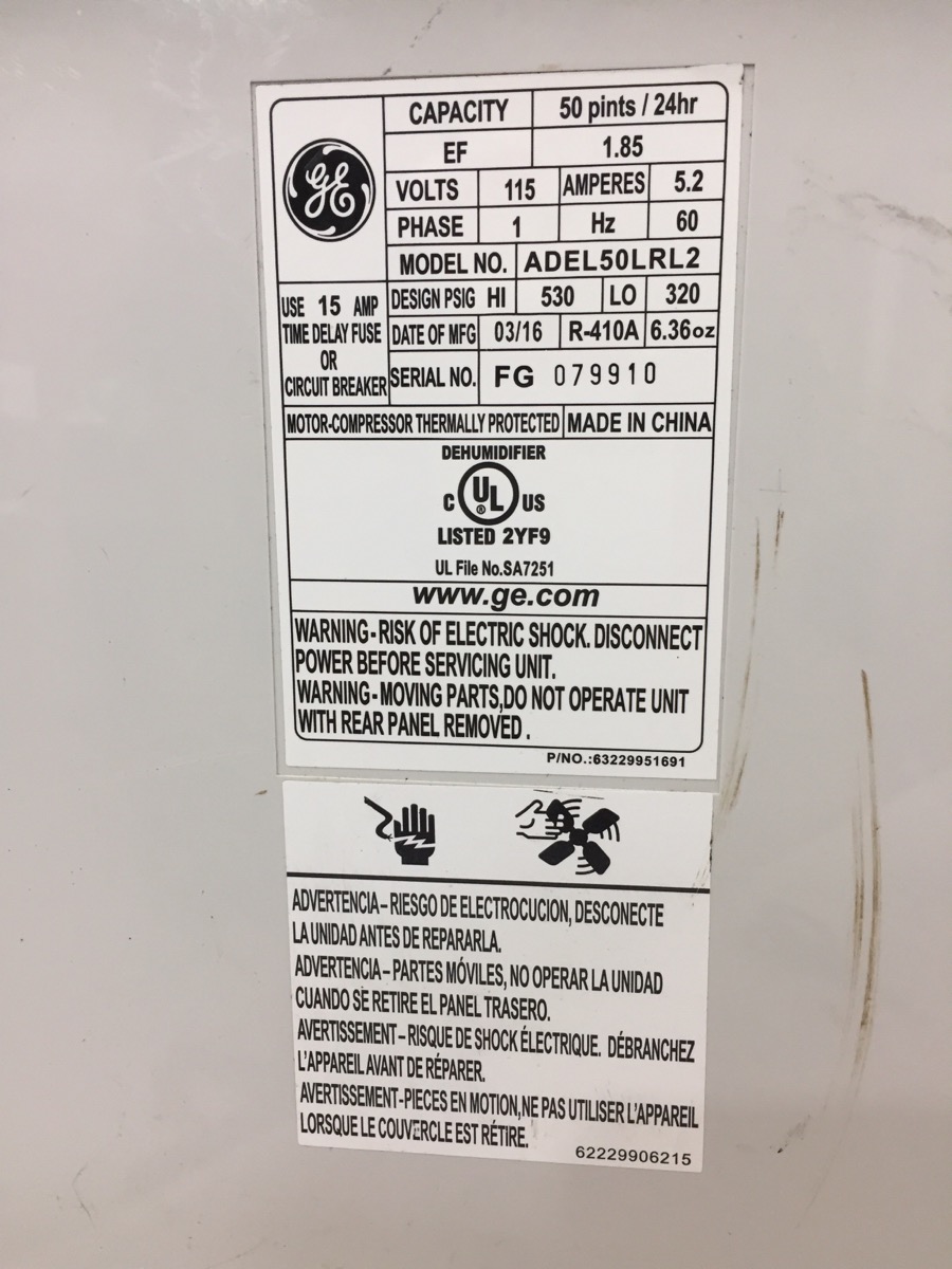 GE Air Purifier & Humidifier ADEL50LRL2 Very Good Sharp Assets LLC