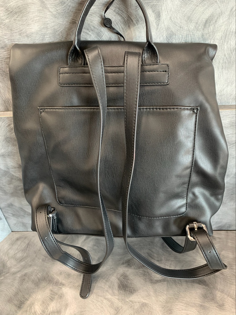 DONNA KAREN BLACK FAUX LEATHER BACKPACK Good | Axel's Pawnshop ...