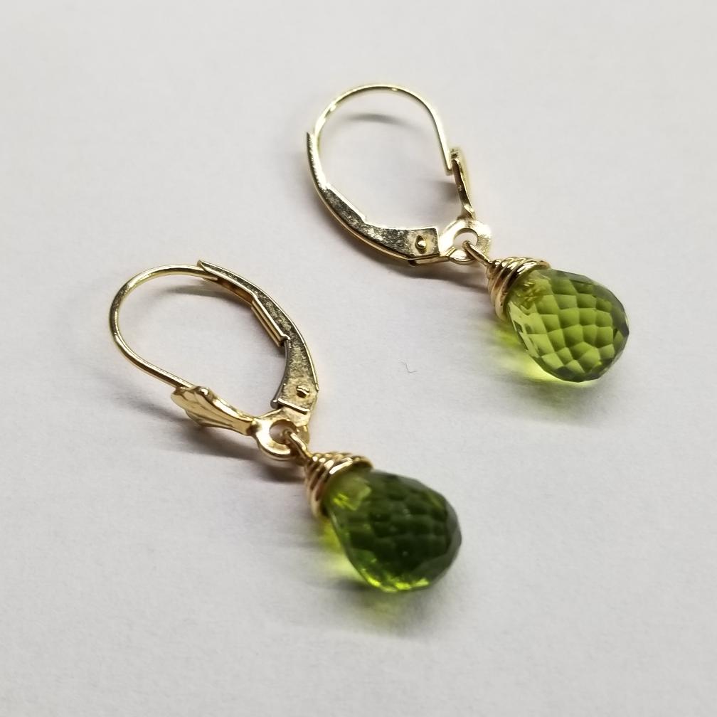 PERIDOT DROP STYLE EARRINGS. 14KYG 1.3DWT Preowned Sharp Assets LLC