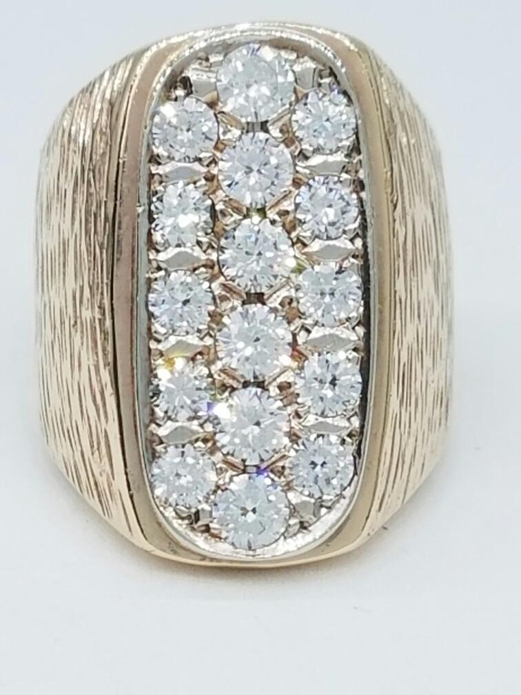 10K Yellow Gold 3 Row Diamond Ring Size 5.5 Preowned PALACE JEWELRY