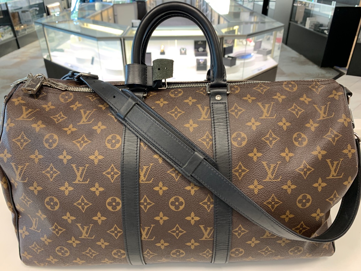 Louis Vuitton Men's Monogram Macassar Keepall Bandouliere 45 Boston  Bag M56711