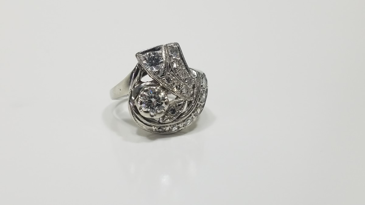 LADY'S CUSTOM 17 DIAMOND RING 1.20 CTW EST 14KWG Pre-owned | Money Man ...