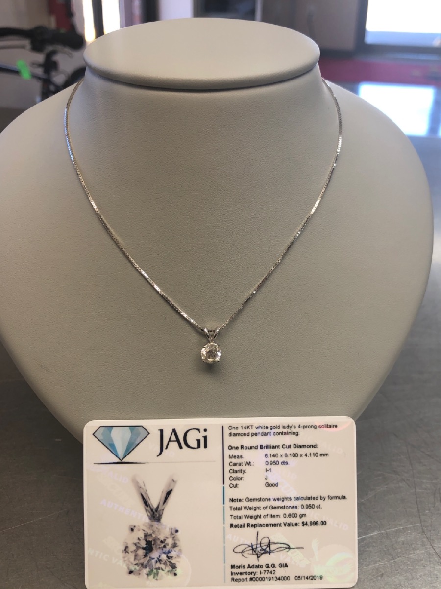 Diamond Necklace .95 CT. 14K White Gold 1.85dwt New