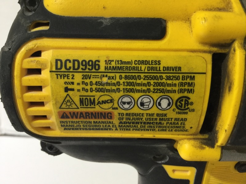 DeWalt Cordless Drill DCD996 Brushless 1/2" Chuck Size 20V Liion Good Carson Jewelry & Loan