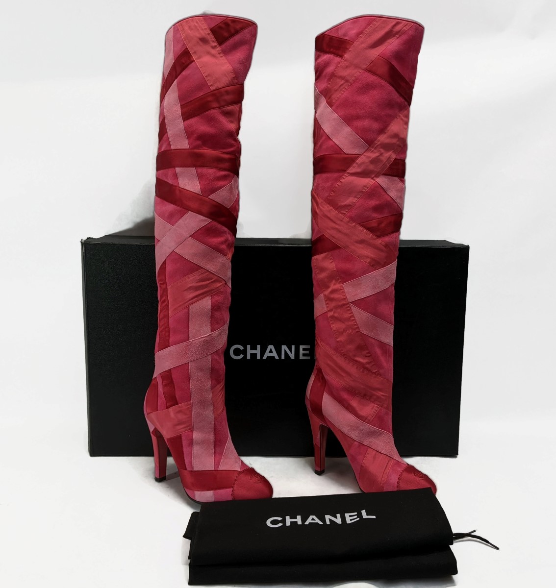chanel pink boots