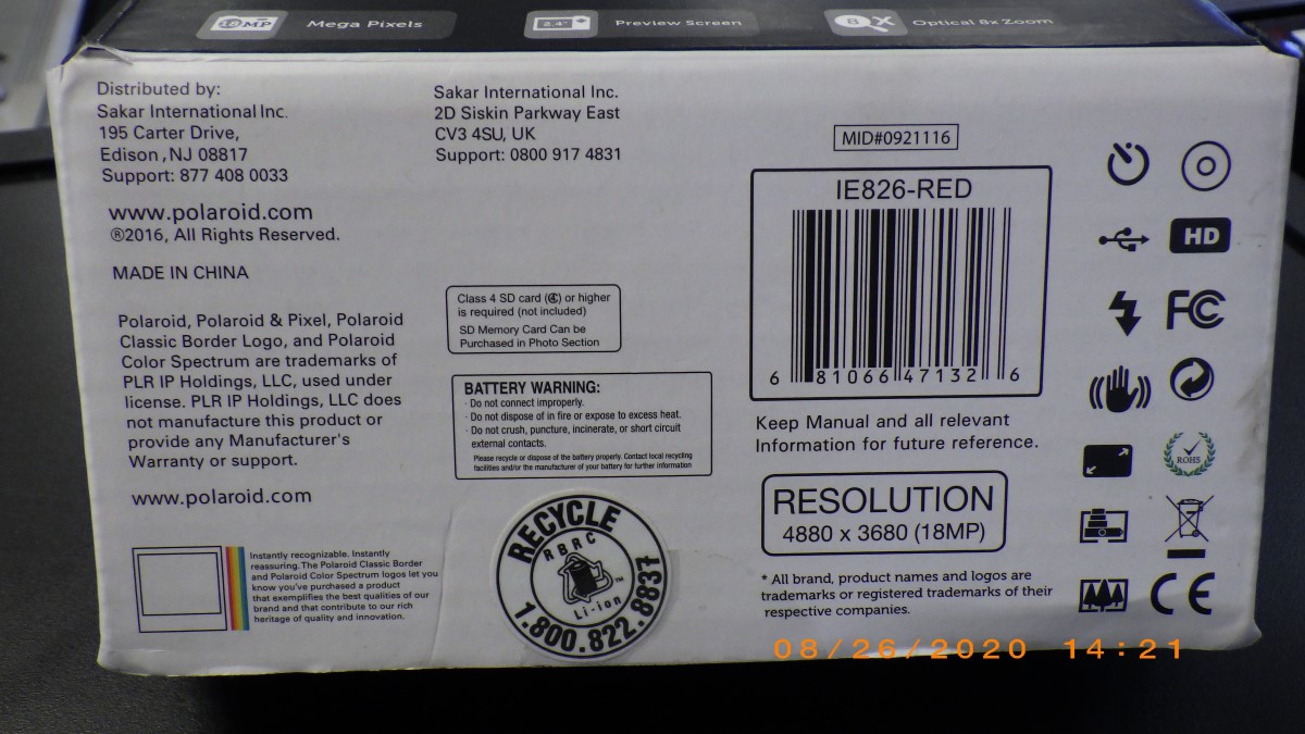 POLAROID DIGITAL CAMERA IE826 (!!!!WONT TURN ON, PARTS ONLY!!!!!) For parts or not working Buya