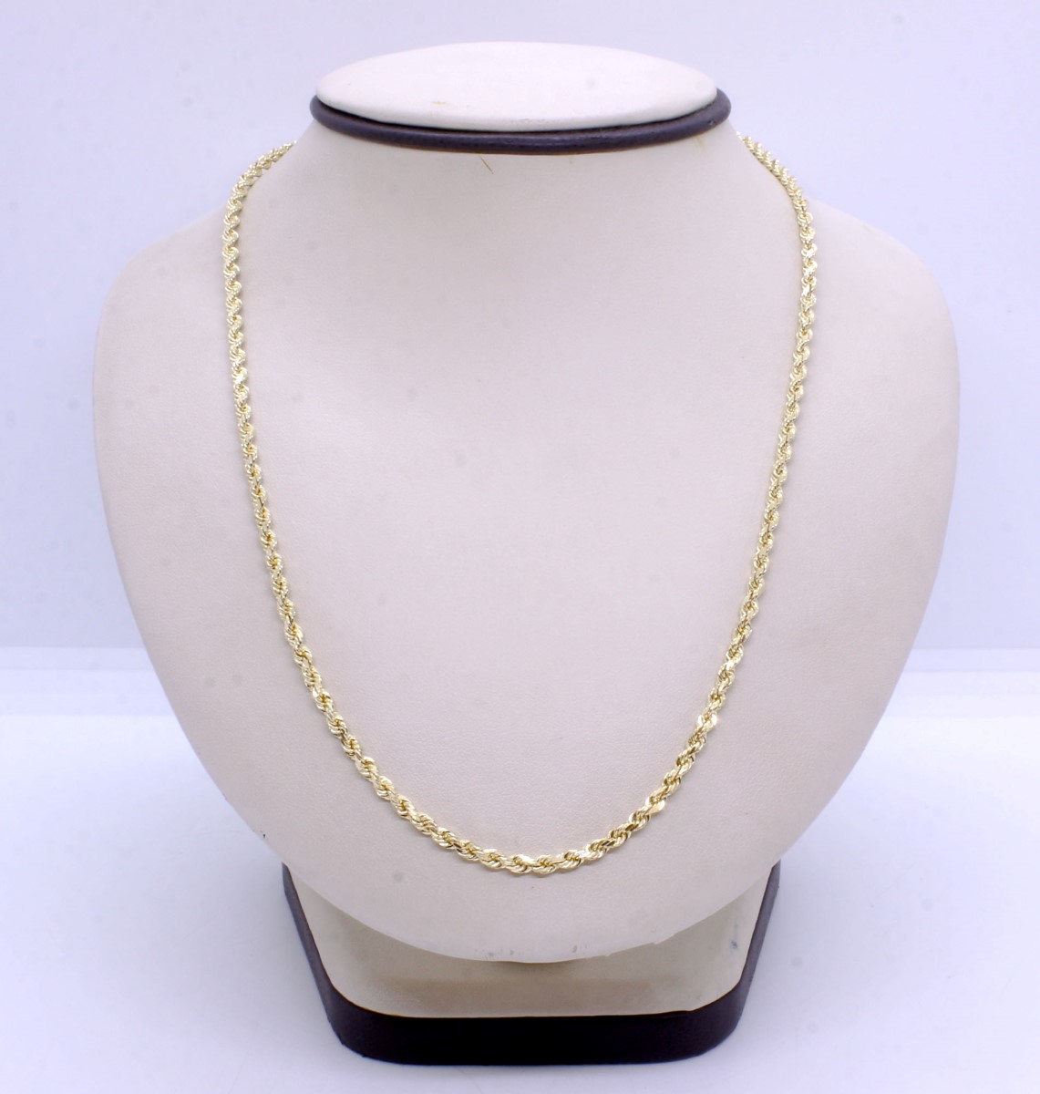 Men's 22" Long 14K Solid Yellow Gold 3mm Thick DiamondCut Rope Chain