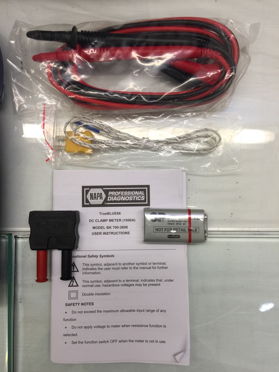 NAPA MultiMeter TrueBlue 66 BK 7002606 DC Clamp Meter Current Probe