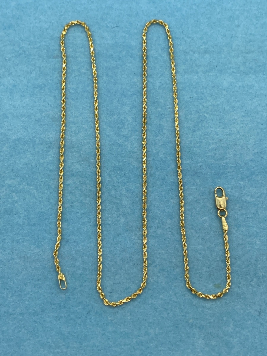 17.5" Gold Rope Chain 14K Yellow Gold 2.3dwt Pre-owned ...