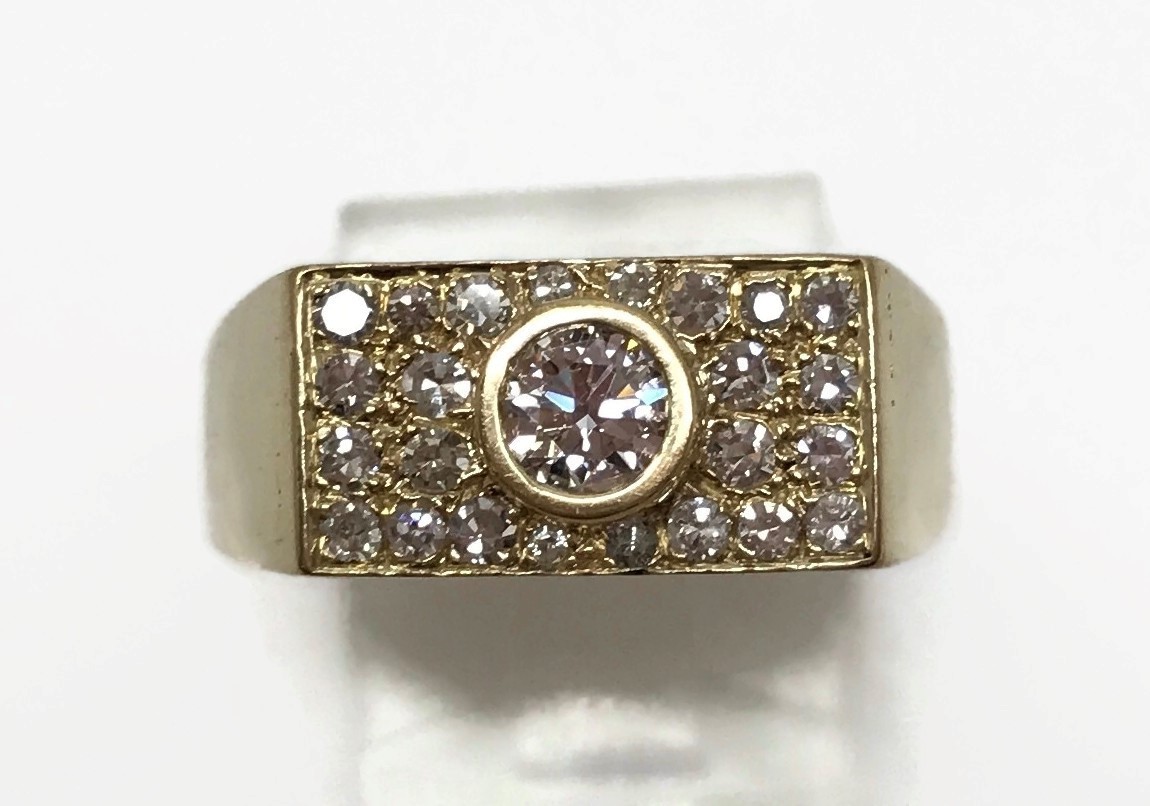 Gent's Diamond Fashion Ring 25 Diamonds .80 Carat T.W. 18K Yellow Gold ...