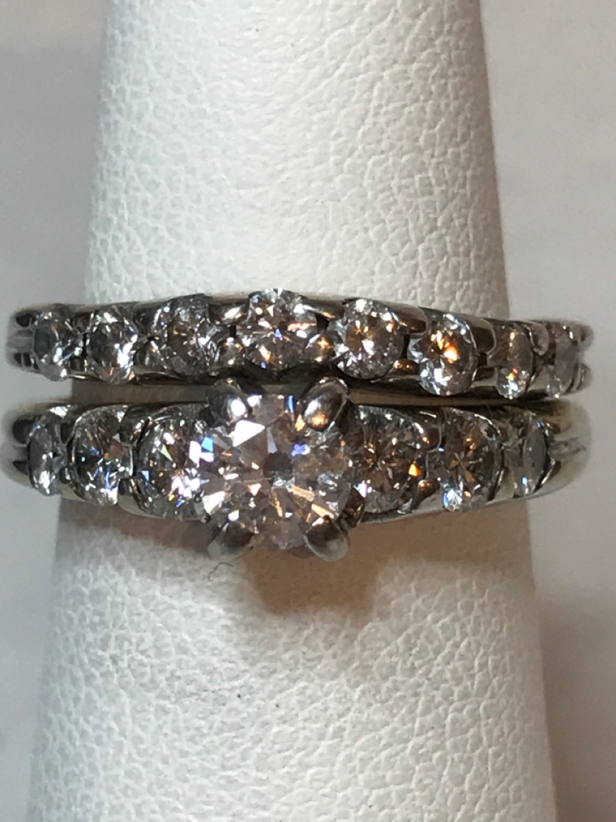 Lady's Diamond Wedding Set 15 Diamonds 1.45 Carat T.W. 18K White Gold 8