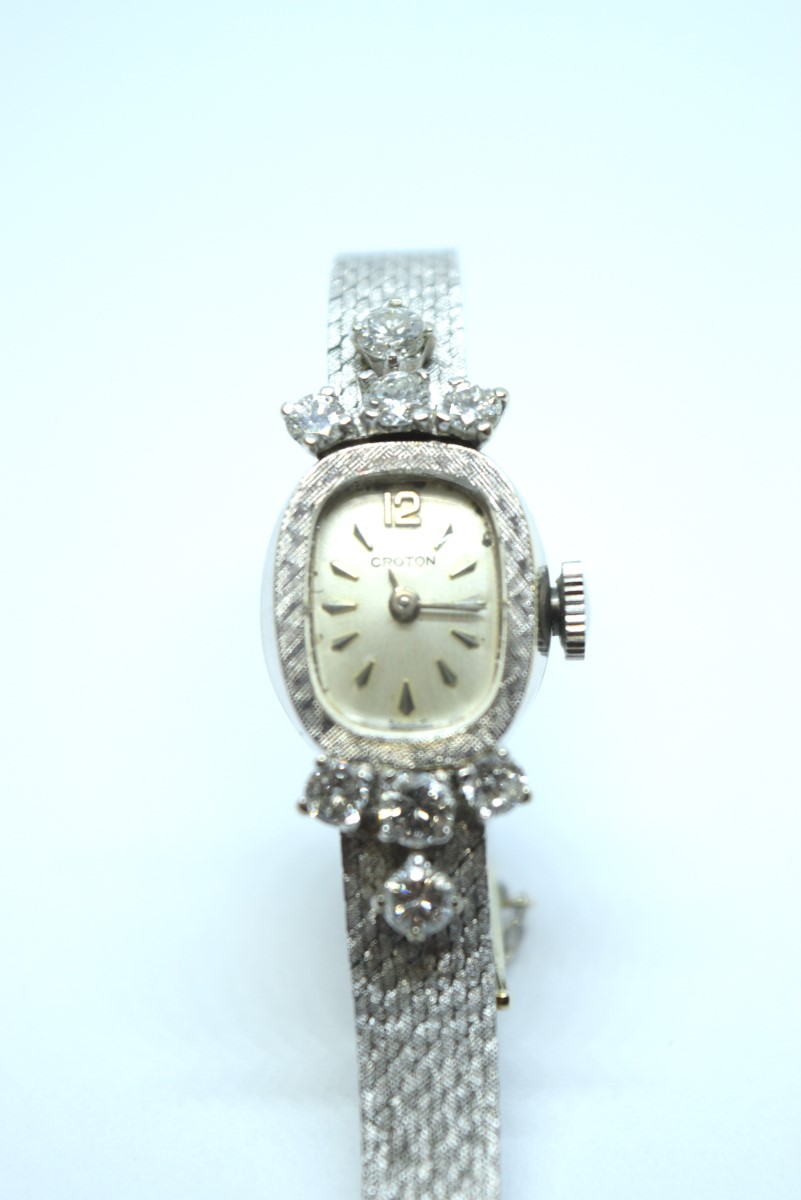 Ladies Vintage Croton watch 14k W/G and Diamond Very Good | Beach City ...