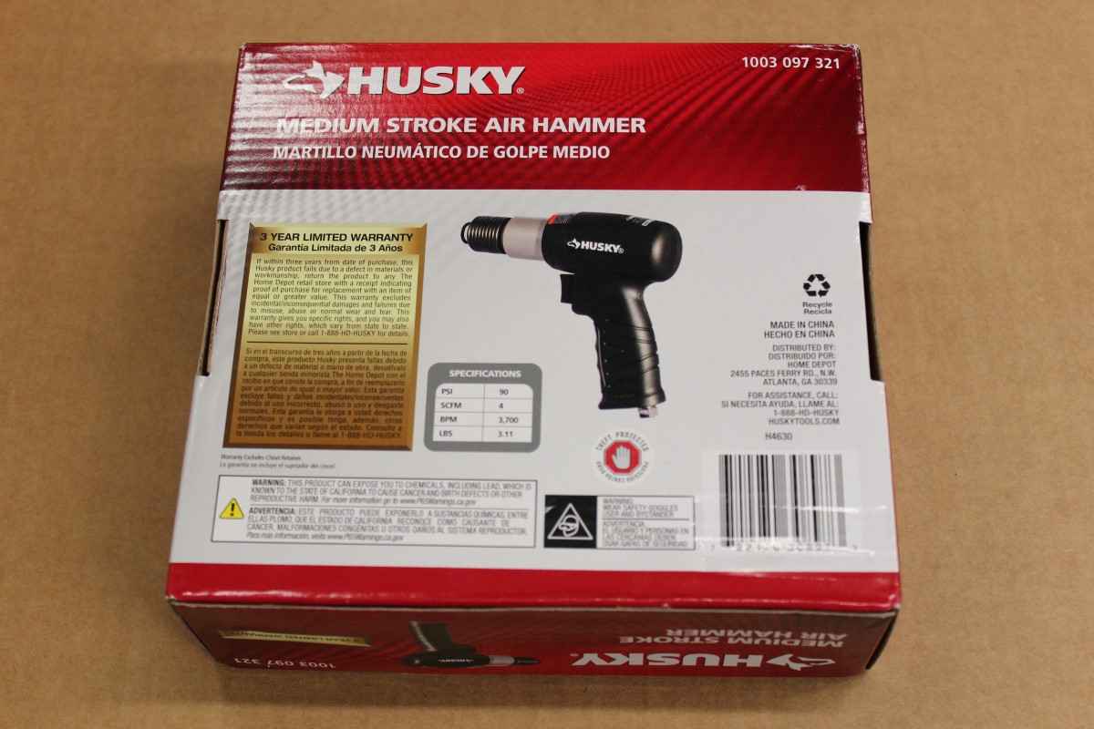 Husky 1003 097 321 Medium Stroke Air Hammer 3700 BPM 90 PSI Like New