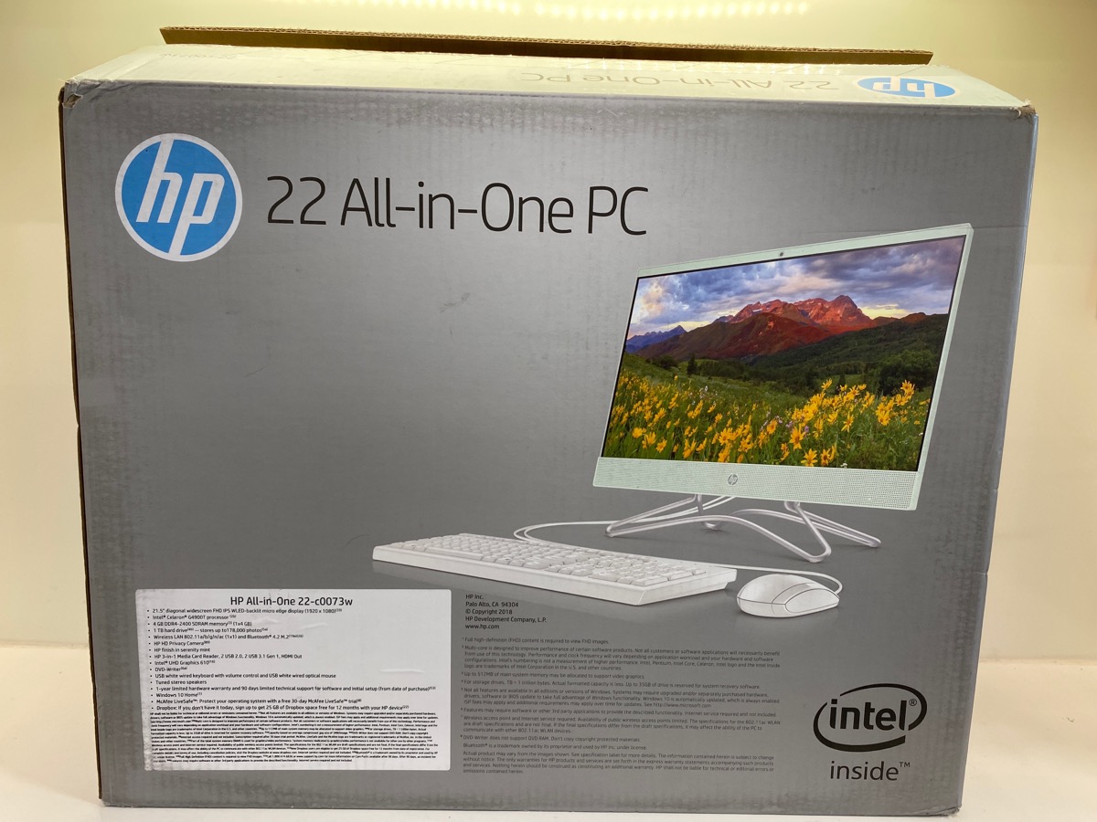 Hp 22 C0073w All In One Pc 21 5 Intel Celeron G4900t 4gb Ram 1tb Hdd Read For Parts Or Not Working Buya