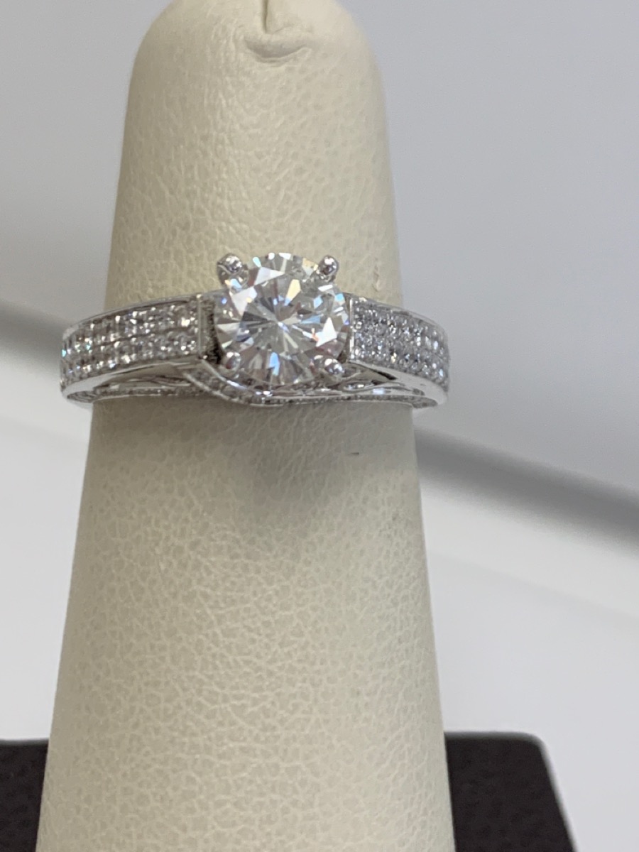 Lady's Diamond Engagement Ring 109 Diamonds 1.99 Carat T.W. 14K White