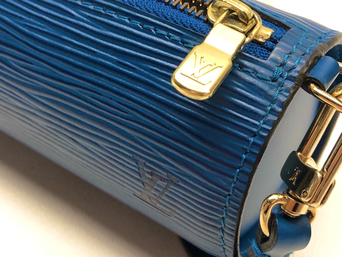 Louis Vuitton BLUE Epi Leather Mini Soufflot Papillon Wristlet Like New | Central Mega Pawn ...