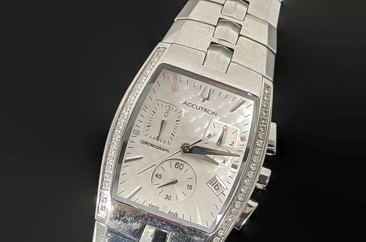 Bulova Accutron Diamond Stainless Steel Chronograph Wristwatch Good