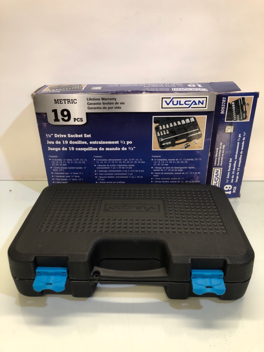 VULCAN TOOLS 8053787 Vulcan Socket Set, 19 Piece, 1/2 In Maxi Drive