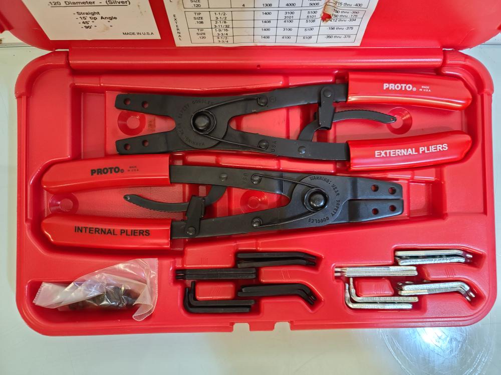Proto 361 Heavy Duty Replaceable Tip Retaining Ring Plier Set 18pc