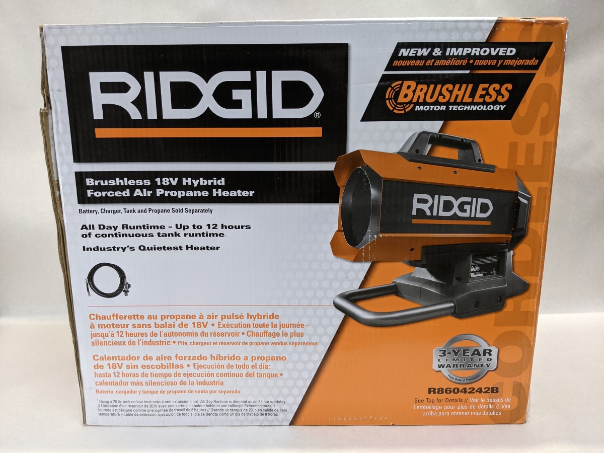 ridgid brushless 18v hybrid forced air propane heater