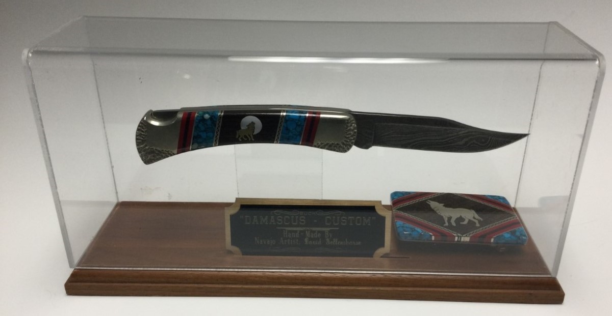 "DamascusCustom Buck" David Yellowhorse with Belt Buckle Very Good Buya