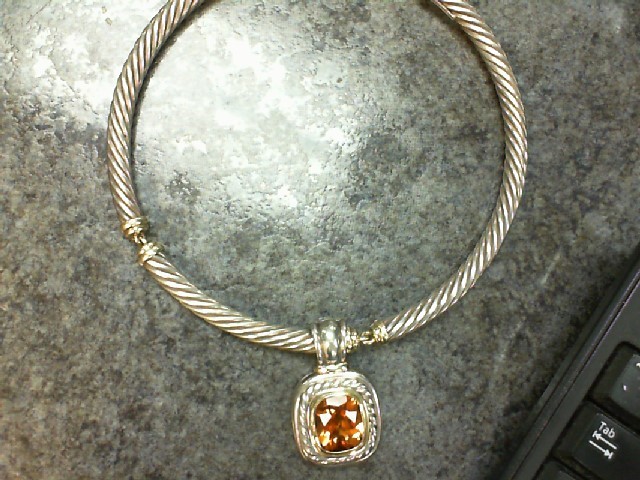 David Yurman 15" Citrine Stone Necklace 925 Silver 117g