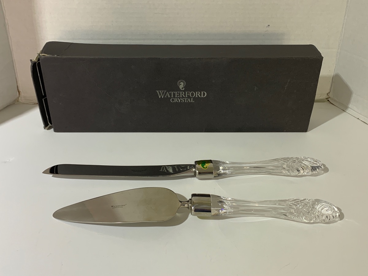 Waterford crystal Bridal Cake Knife and Server Set In Box Like New Buya