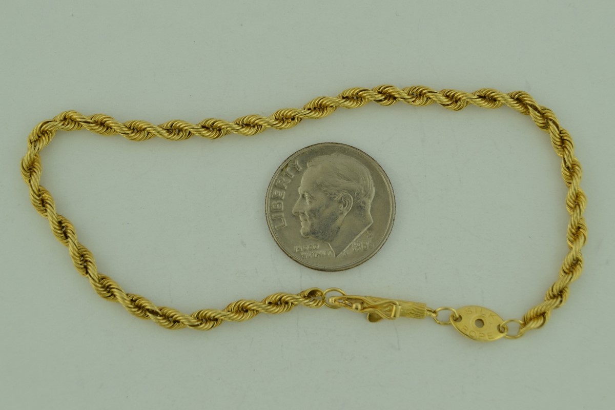7" Gold Rope Bracelet 14K Yellow Gold 4.4g 2.9mm Preowned First