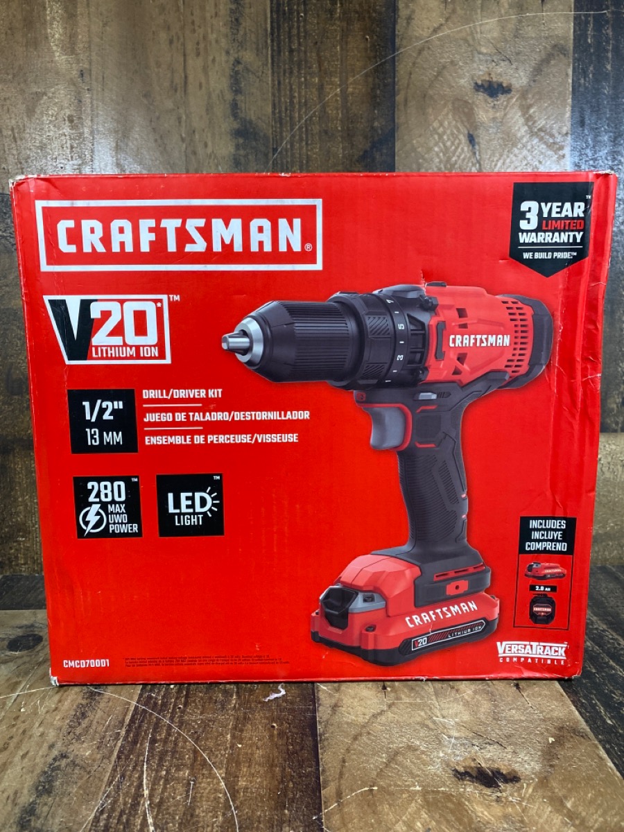 Craftsman V20 1/2" Cordless Drill/Driver Kit CMCD700C1 Brand New Buya