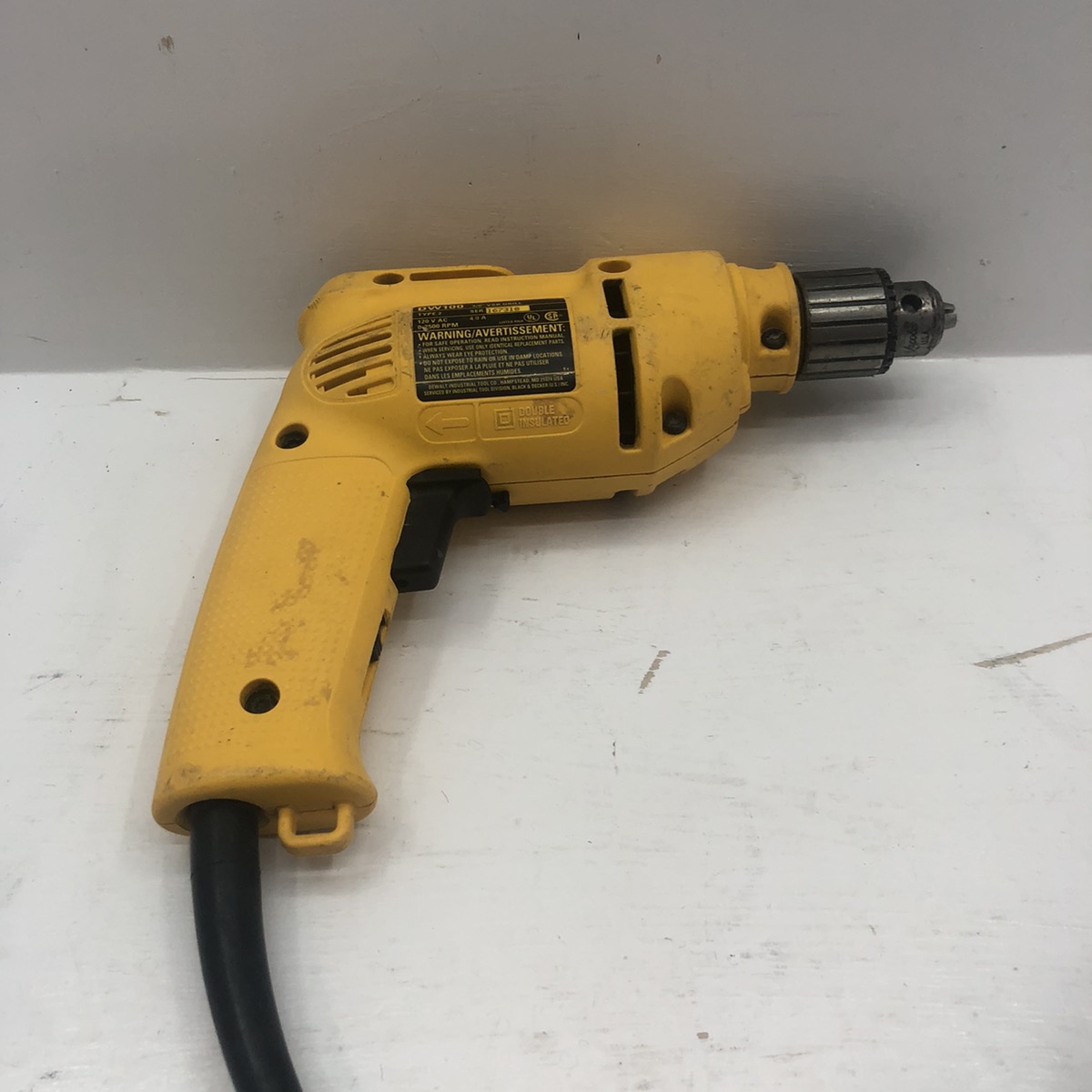 DEWALT DW100 Corded Drill 3/8" VSR Tested w/ Original Chuck + Cord Like