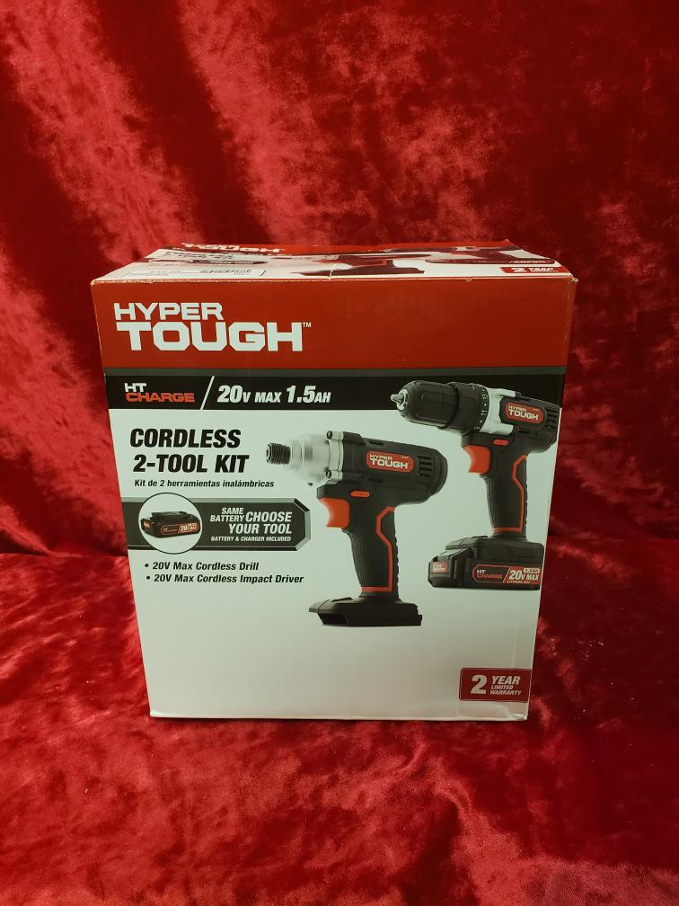 HYPER TOUGH DRILL AND IMPACT DRIVER SET AQ90185G Brand New HFO