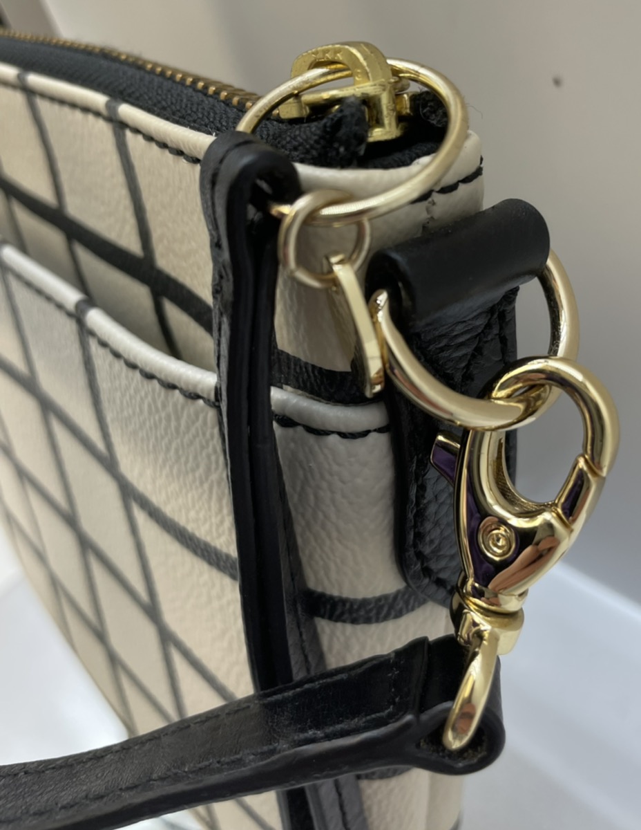 Fossil ZB5714 Sydney Signature Top Zip Skinny Slim Crossbody Coated Canvas Bag Very Good