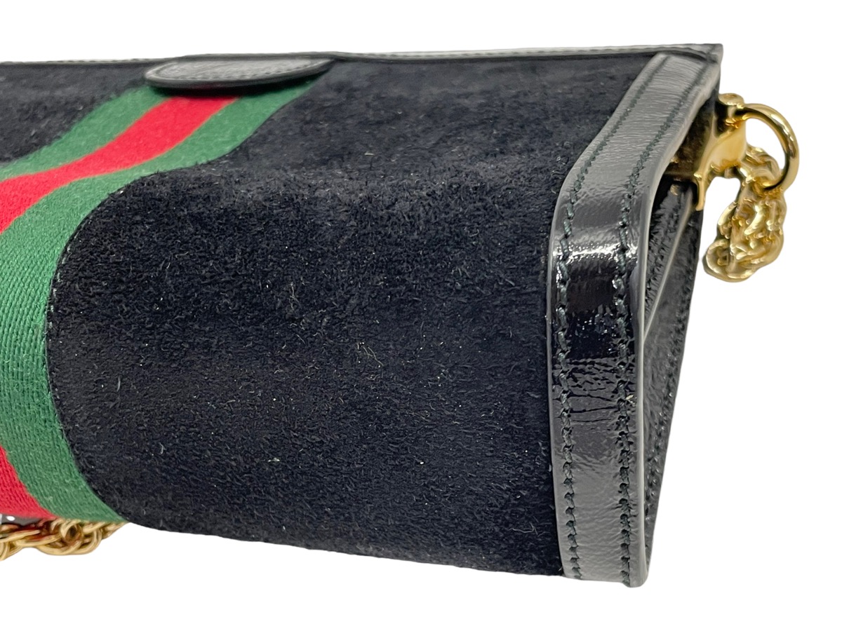 Gucci Ophidia Black Suede Small Shoulder Bag 503877 Very Good