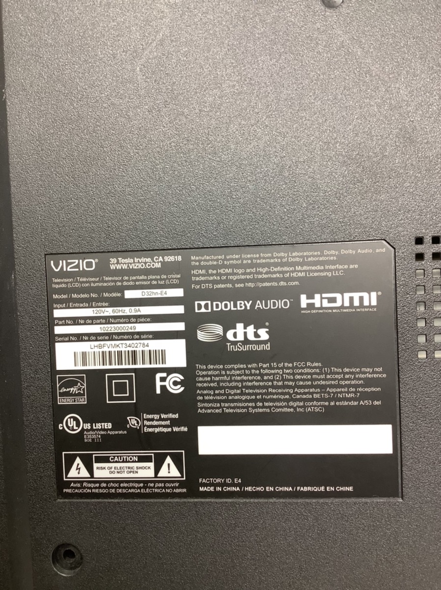 VIZIO 32" Class HD (720P) LED TV (D32hnE4) (AETKW) Good Buya