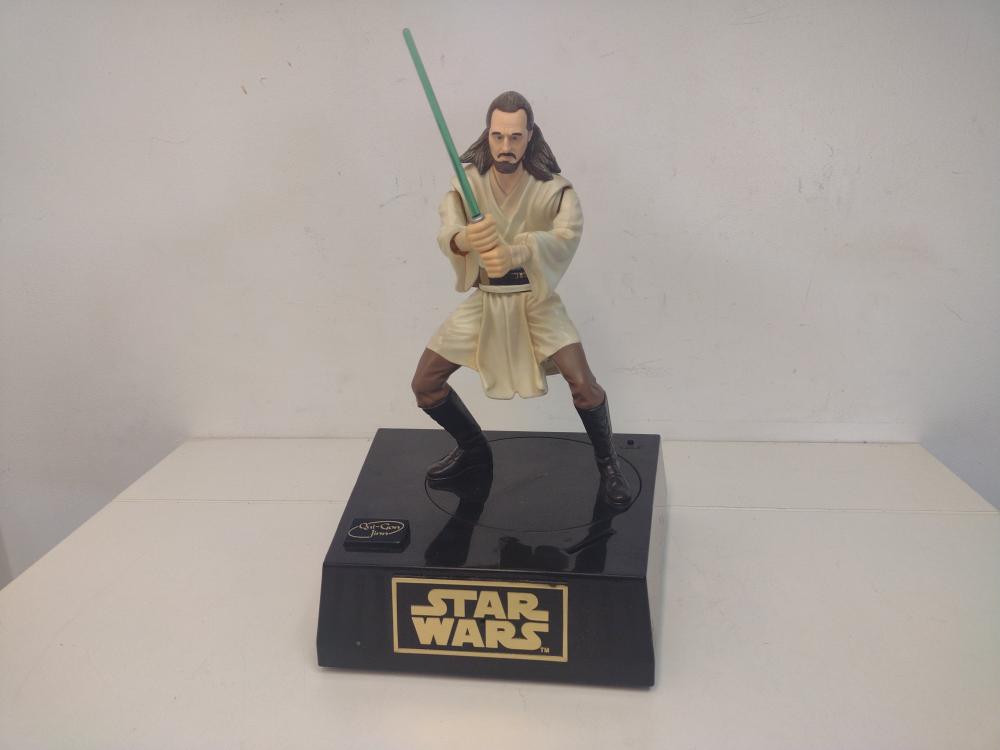 1999 Thinkway Toys Star Wars Qui-Gon Jinn Animated Mechanical Bank Good ...