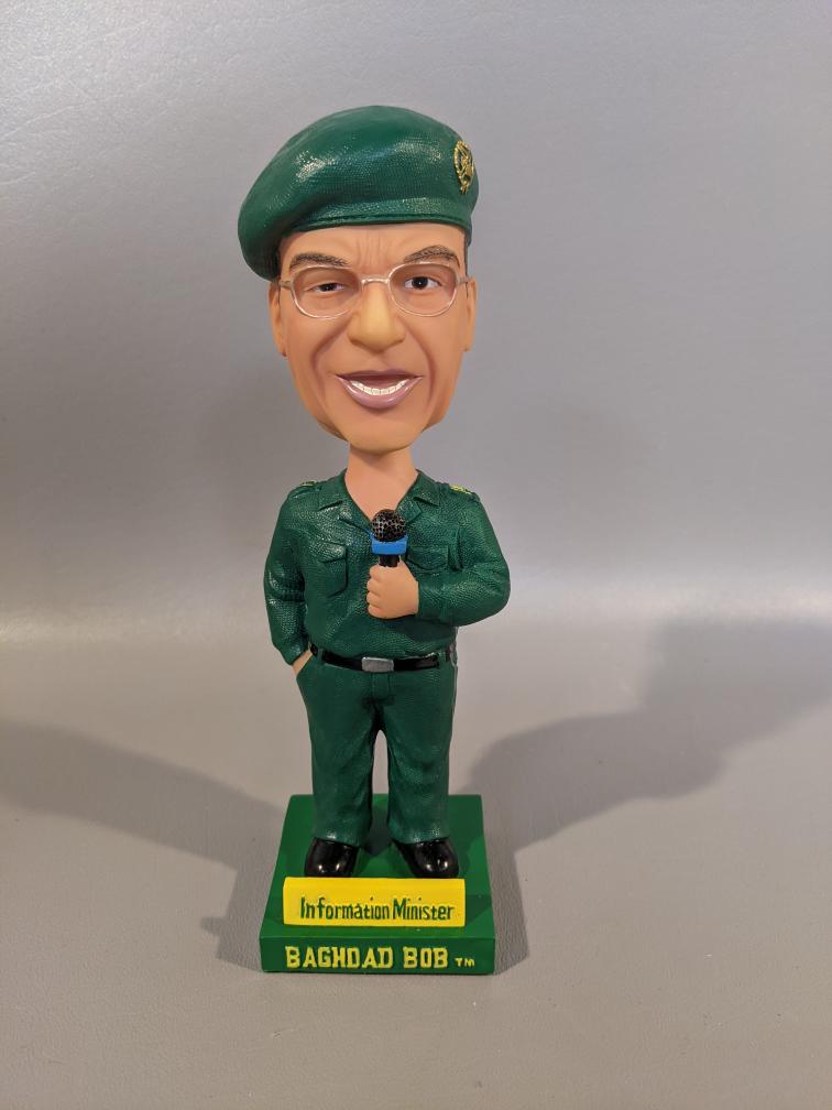 BAGHDAD BOB 2003 IRAQI MINISTER BOBBLEHEAD DOLL Brand New World Class Pawn & Jewelry Cedar