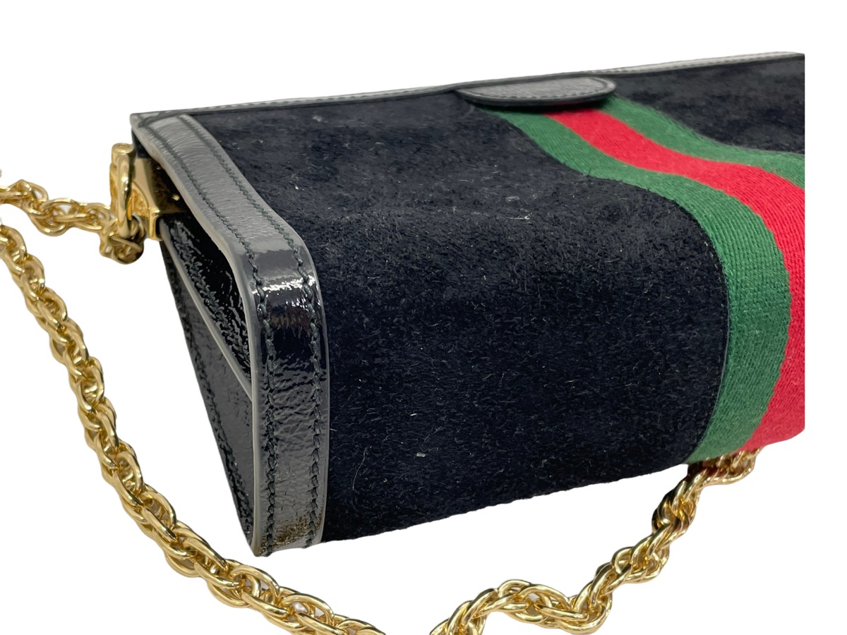 Gucci Ophidia Black Suede Small Shoulder Bag 503877 Very Good