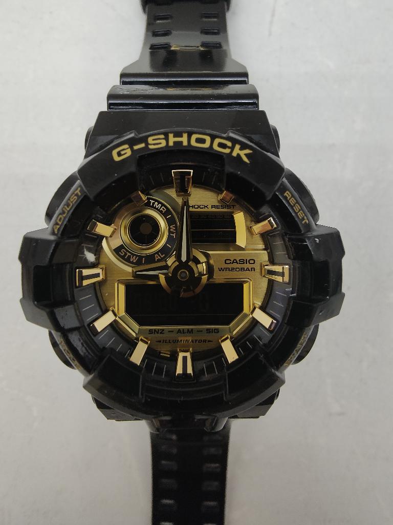 Casio GShock 5522 GA710GB Analog Digital Watch Men Black Gold Tone