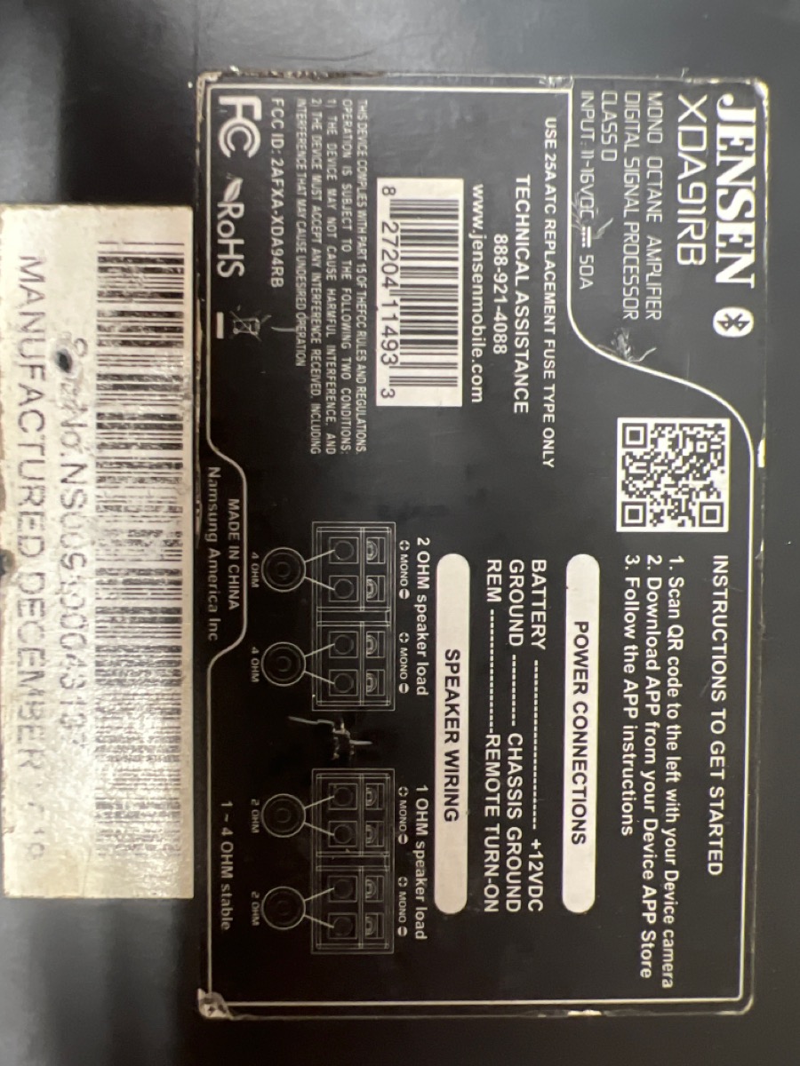 JENSEN XDA91RB 1000 watt bluetooth car audio amplifier Very Good Buya