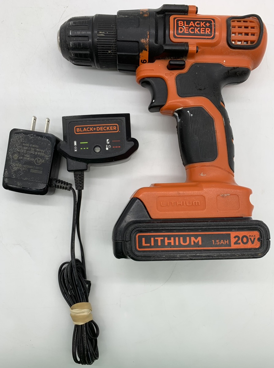 Black & Decker LDX120 20v Lithium Ion Cordless Drill Kit Set Good