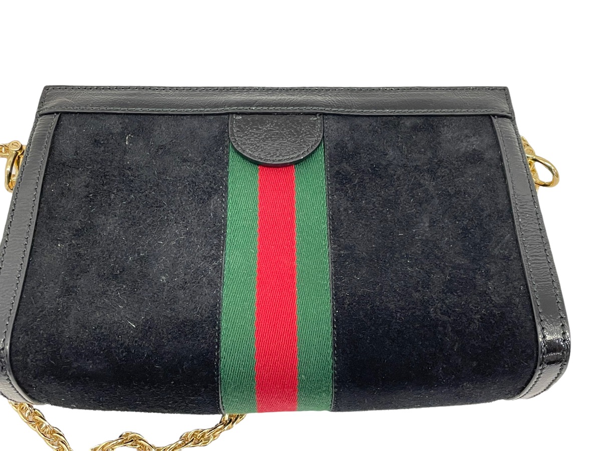 Gucci Ophidia Black Suede Small Shoulder Bag 503877 Very Good
